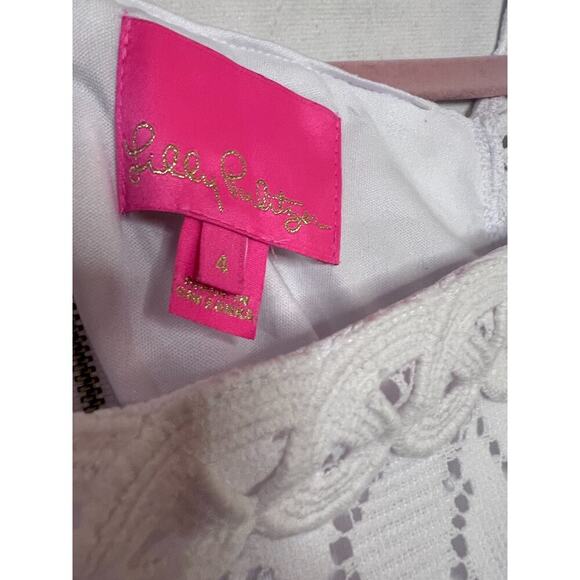 Lilly Pulitzer White Lace Dress Size 4 Classy Roses - Picture 3 of 6